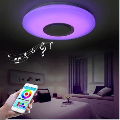 Muzikinis LED šviestuvas 60 W RGB + Bluetooth