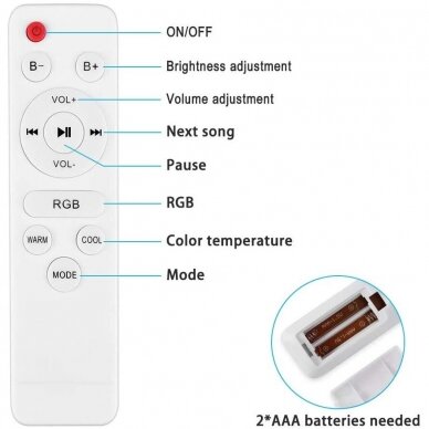 Muzikinis LED šviestuvas 60 W RGB + Bluetooth 7